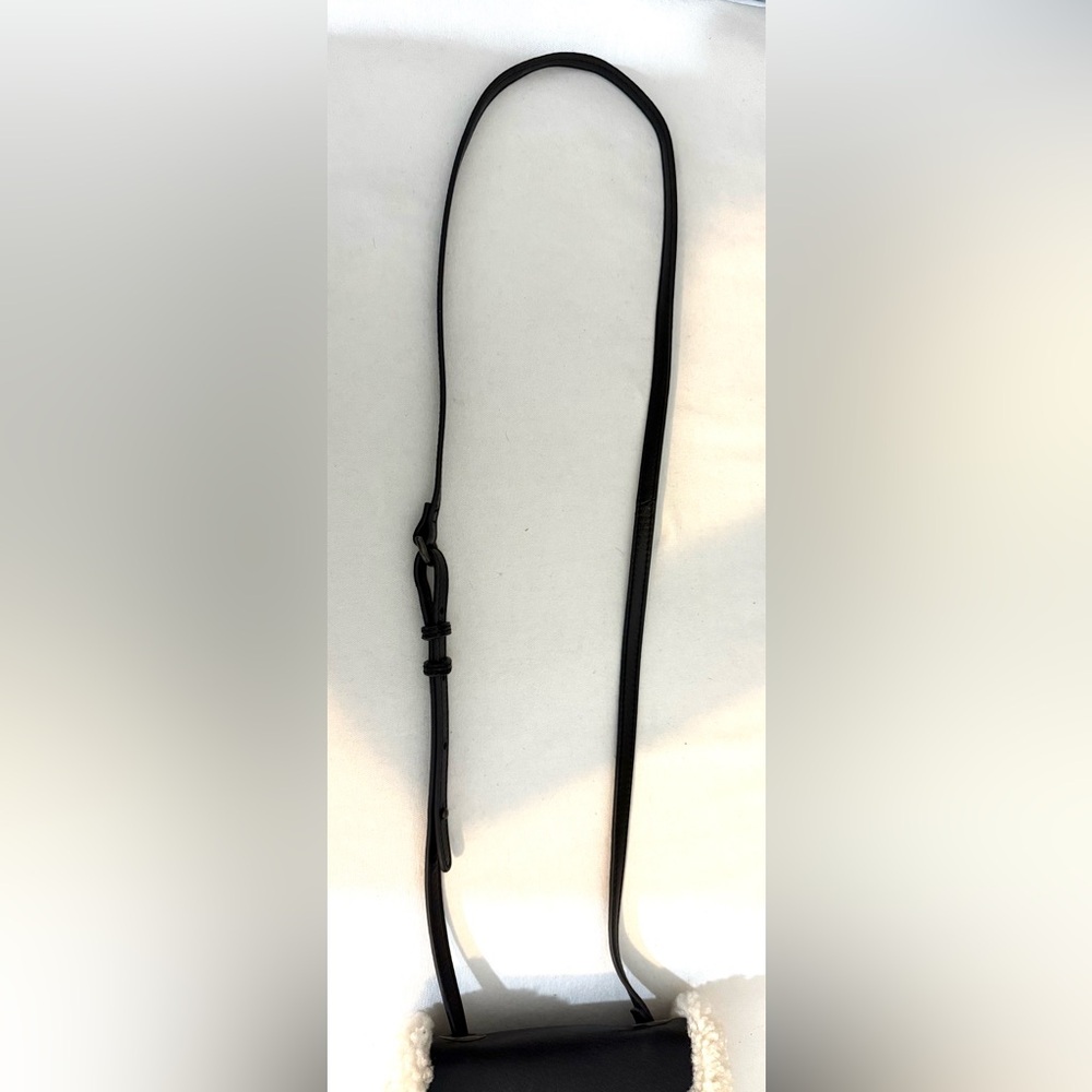 Ugg Heritage Sheepskin Trim Crossbody Bag Black Leather Cream Trim - Picture 5 of 16
